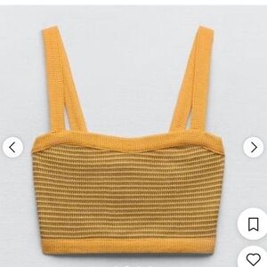 Zara Yellow and Brown Knit Crop Top